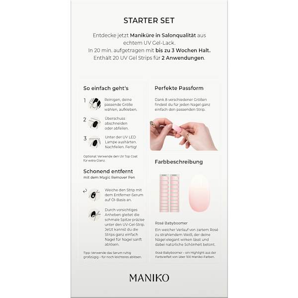 Starterset UV Gel Nagelfolien Babyboomer Rosé Maniko