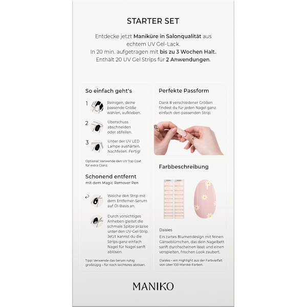 Starterset UV Gel Nagelfolien Daisies Maniko