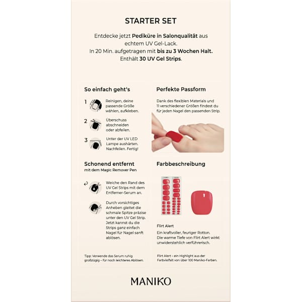 Starterset UV Gel Nagelfolien Pediküre Flirt Alert Maniko