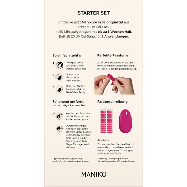 Starterset UV Gel Nagelfolien Raspberry Maniko