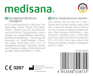 Handgelenk-Blutdruckmessgerät BW 315 medisana