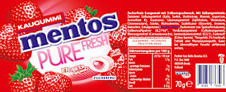 Kaugummi, Pure Fresh Erdbeere, zuckerfrei (35 Stück) mentos