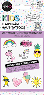 Kinder Haut-Tattoos temporär lila Set 30 tlg. MINICO