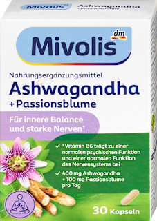 Ashwagandha + Passionsblume Kapseln 30 St Mivolis