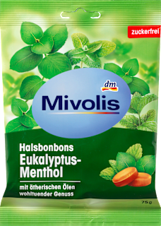 Bonbon, Eukalyptus-Menthol, zuckerfrei Mivolis