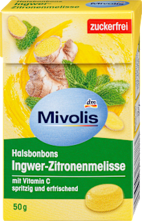 Bonbon, Ingwer-Zitronenmelisse, zuckerfrei Mivolis