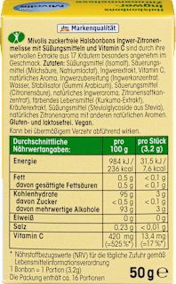 Bonbon, Ingwer-Zitronenmelisse, zuckerfrei Mivolis