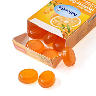 Bonbon, Sanddorn-Orange, zuckerfrei Mivolis
