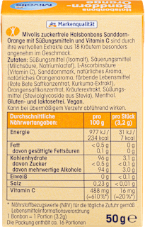 Bonbon, Sanddorn-Orange, zuckerfrei Mivolis