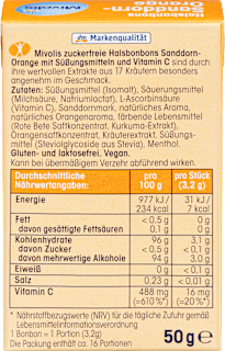 Bonbon, Sanddorn-Orange, zuckerfrei Mivolis