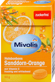 Bonbon, Sanddorn-Orange, zuckerfrei Mivolis