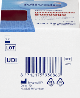 Dauerelastische Bandage, 6 cm x 5 m (gedehnt), 1 Rolle Mivolis