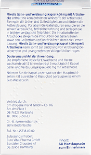 Galle-und Verdauungs-Kapseln 400 mg mit Artischocke 60 St Mivolis