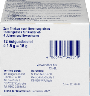 Kindertee, Magen & Darm Beruhigungs Tee (12 Beutel) Mivolis