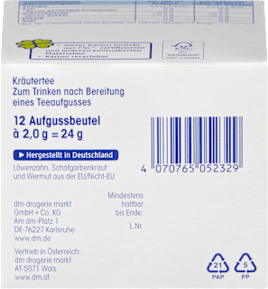 Kräutertee, Bitterstoff Tee (12 Beutel) Mivolis