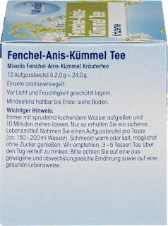 Kräutertee, Fenchel-Anis-Kümmel Tee (12 Beutel)  Mivolis