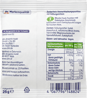 Pastillen, Fresh Eukalyptus, zuckerfrei Mivolis