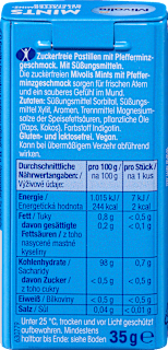 Pastillen, Mints Pfefferminz, zuckerfrei Mivolis