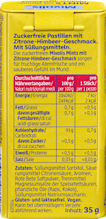 Pastillen, Mints Zitrone-Himbeere, zuckerfrei Mivolis