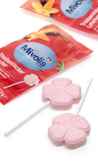 Traubenzucker, Lutscher Erdbeer-Vanille für Kinder Mivolis