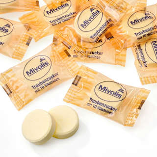 Traubenzucker, Orange mit 10 Vitaminen Mivolis