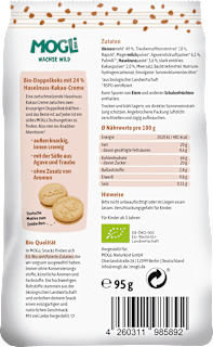 Kinderkekse Doppel Kekse mit Haselnuss Kakao Creme ab 3 Jahren MOGLi