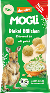 Kindersnack Dinkel Bällchen Kräuterquark Art ab 3 Jahren MOGLi