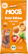 Kindersnack Dinkel Bällchen Tomate und Karotte ab 3 Jahren MOGLi