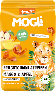Kindersnack Fruchtgummi Streifen Mango & Apfel, ab 3 Jahren  MOGLi