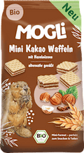Kindersnack Mini Kakao Waffeln mit Haselnüssen MOGLi