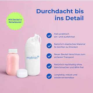 Po- und Intimdusche Rosé, inkl. Reisebeutel und Deckel mybidet