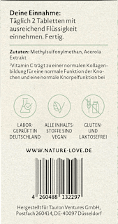 MSM mit Vitamin C Tabletten 180 St Nature Love