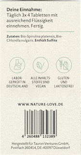 Spirulina & Chlorella Tabletten 360 St Nature Love