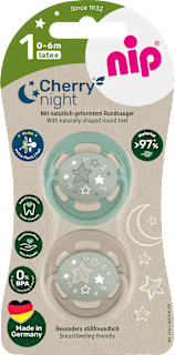 Schnuller Cherry night mint/braun, Gr.1, 0-6 Monate Nip