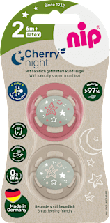 Schnuller Cherry night rot/braun, Gr.2, ab 6 Monaten Nip