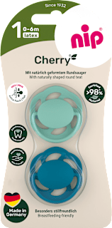 Schnuller Cherry türkis/blau Gr. 1, 0-6 Monate   Nip