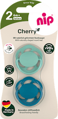 Schnuller Cherry türkis/blau, Gr. 2, ab 6 Monate Nip