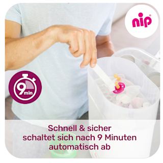 Sterilisator Babyflaschen 3in1 mit Dampfgarfunktion und Flaschenwärmer Nip