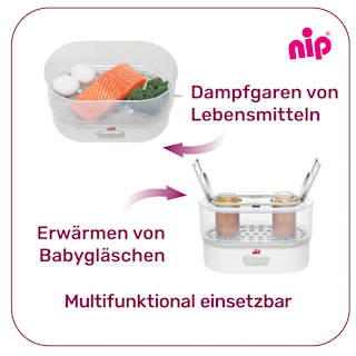 Sterilisator Babyflaschen 3in1 mit Dampfgarfunktion und Flaschenwärmer Nip