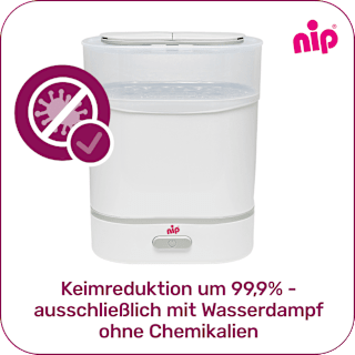 Sterilisator Babyflaschen 3in1 mit Dampfgarfunktion und Flaschenwärmer Nip