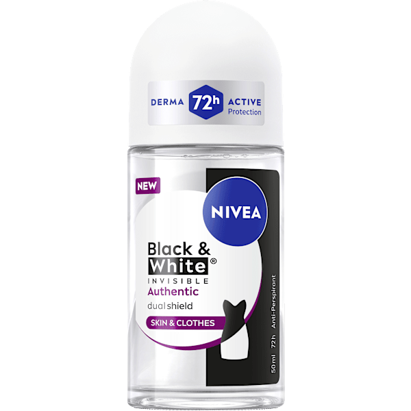 Antitranspirant Deo Roll-on Black & White Invisible Authentic NIVEA