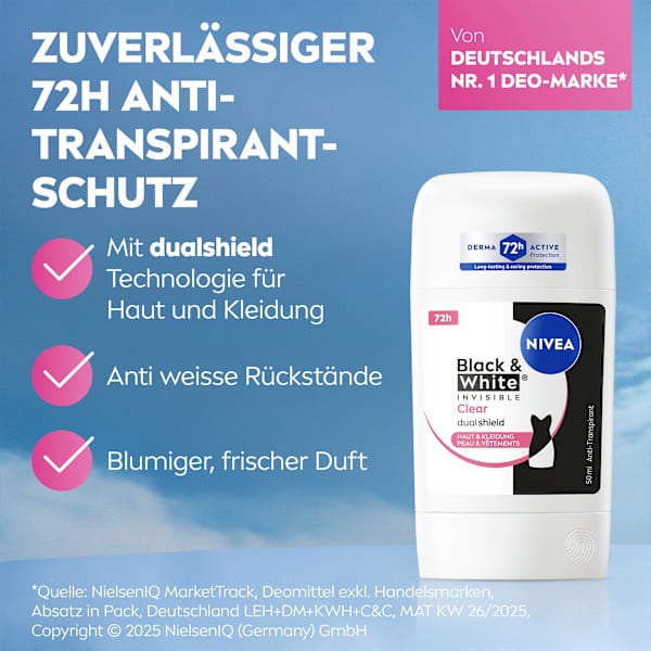 Antitranspirant Deostick Black & White Invisible Clear NIVEA