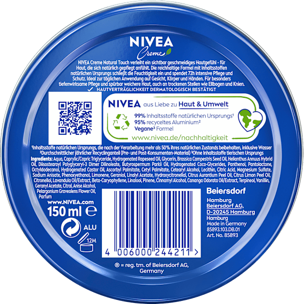 Creme in der Dose Natural Touch NIVEA