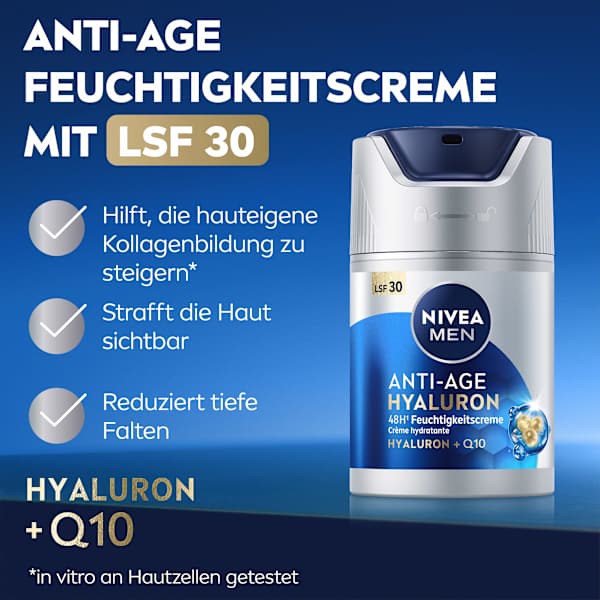 Anti Age Feuchtigkeitscreme Hyaluron LSF 30 NIVEA MEN