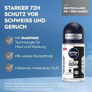 Antitranspirant Deo Roll-on Black & White Invisible Original NIVEA MEN