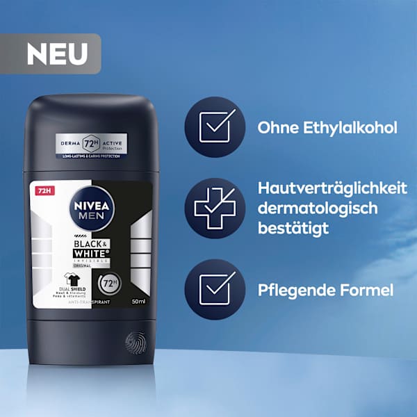 Antitranspirant Deostick Black & White Invisible Original NIVEA MEN