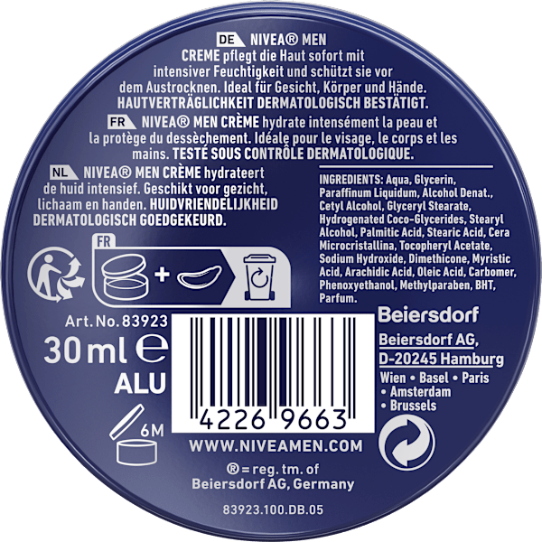 Körperpflege Creme, Reisegröße NIVEA MEN