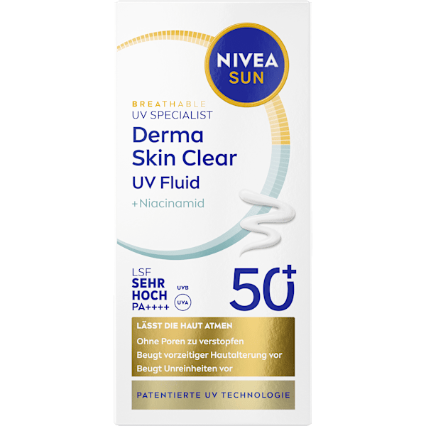 Sonnenfluid Gesicht derma skin clear UV Fluid mit Niacinamid, LSF 50+  NIVEA SUN