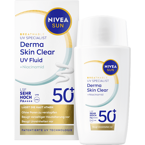 Sonnenfluid Gesicht derma skin clear UV Fluid mit Niacinamid, LSF 50+  NIVEA SUN