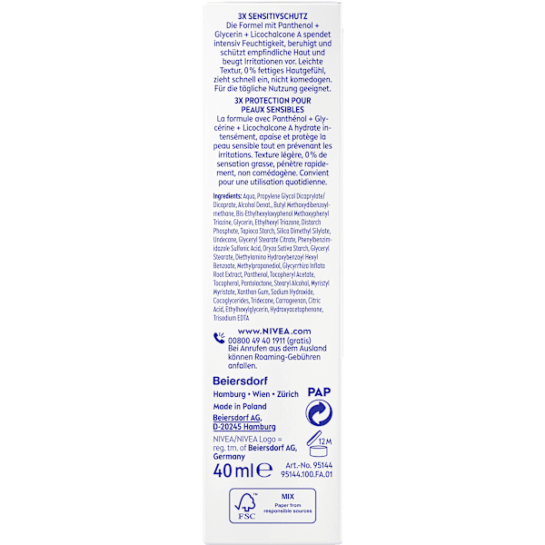 Sonnenfluid Gesicht sensitiv, LSF 50+ NIVEA SUN